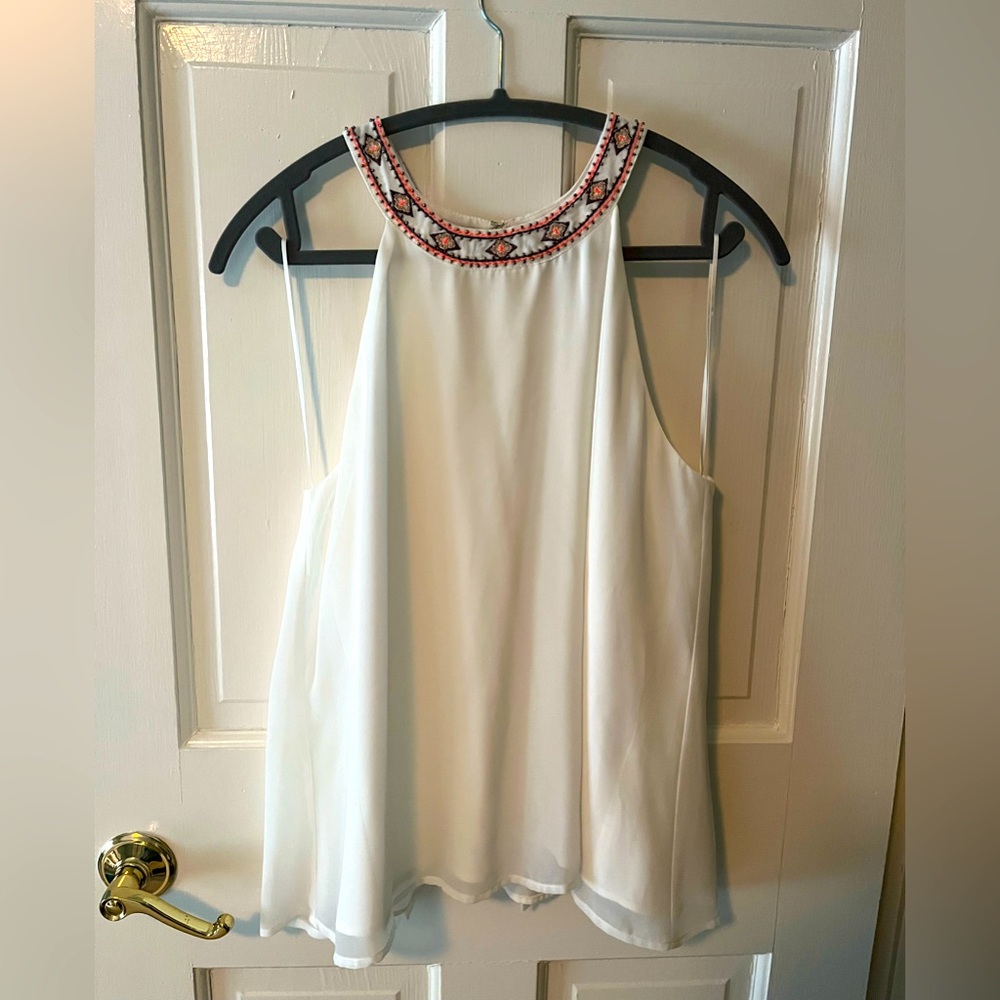 Pixley white sleeveless top, size M.